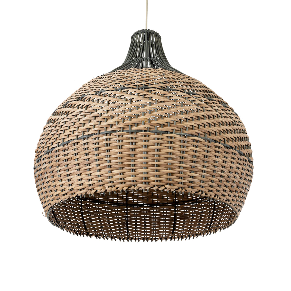 GloboStar® SEYCHELLES 01949 Boho Κρεμαστό Φωτιστικό Οροφής Μονόφωτο 1 x E27 AC220-240V IP20 - Φ60 x Υ60cm - Μπεζ Καφέ - Χακί Ξύλινο Πλέγμα Καμπάνα - 5 Χρόνια Εγγύηση - ledmania.gr