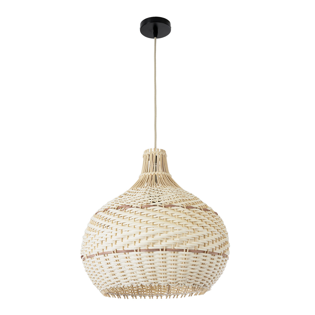 GloboStar® SANTACRUZ 01950 Boho Κρεμαστό Φωτιστικό Οροφής Μονόφωτο 1 x E27 AC220-240V IP20 - Φ40 x Υ40cm - Μπεζ - Καφέ Ξύλινο Πλέγμα Καμπάνα - 5 Χρόνια Εγγύηση - ledmania.gr