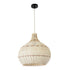 GloboStar® SANTACRUZ 01950 Boho Κρεμαστό Φωτιστικό Οροφής Μονόφωτο 1 x E27 AC220-240V IP20 - Φ40 x Υ40cm - Μπεζ - Καφέ Ξύλινο Πλέγμα Καμπάνα - 5 Χρόνια Εγγύηση - ledmania.gr