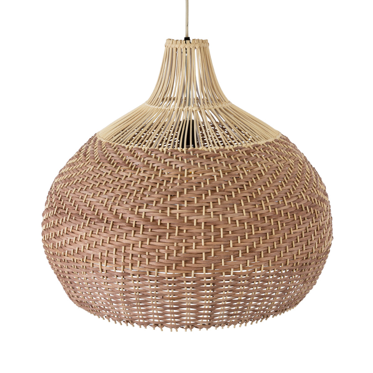 GloboStar® PANAMA 01953 Boho Κρεμαστό Φωτιστικό Οροφής Μονόφωτο 1 x E27 AC220-240V IP20 - Φ60 x Υ60cm - Μπεζ - Καφέ Ξύλινο Πλέγμα Καμπάνα - 5 Χρόνια Εγγύηση - ledmania.gr