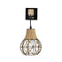 GloboStar® ALANI 01962 Boho Φωτιστικό Τοίχου - Απλίκα Μονόφωτο 1 x E27 AC 220-240V IP20 - Μ10 x Π26 x Υ40cm - Μαύρο Μεταλλικό με Ξύλο και Μπεζ Σχοινί Πλεγμα - 5 Χρόνια Εγγύηση - ledmania.gr