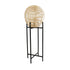 GloboStar® NERINA 02015 Boho Επιδαπέδιο Φωτιστικό Μονόφωτο 1 x E27 AC220-240V IP20 - Φ40 x Υ115cm - Μαύρο Μεταλλικό με Μπεζ Ρατάν Καπέλο Πλέγμα - 5 Χρόνια Εγγύηση - ledmania.gr