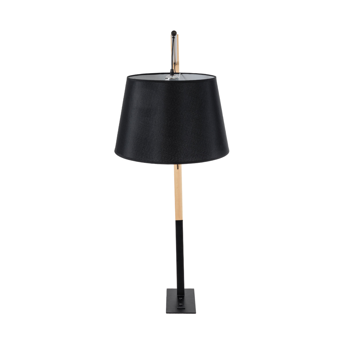 GloboStar® KELSIE 02029 Μοντέρνο Επιδαπέδιο Φωτιστικό Μονόφωτο 1 x E27 AC220-240V IP20 - Μ40 x Π125 x Υ165cm - Μαύρο - Μπεζ Ξύλινο με Μαύρο Καπέλο - 5 Χρόνια Εγγύηση - ledmania.gr