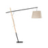 GloboStar® KELSIE 02030 Μοντέρνο Επιδαπέδιο Φωτιστικό Μονόφωτο 1 x E27 AC220-240V IP20 - Μ40 x Π125 x Υ140cm - Μαύρο Μεταλλικό με Μπεζ Ξύλινο Σώμα & Μπεζ Πλεκτό Καπέλο - 5 Χρόνια Εγγύηση - ledmania.gr