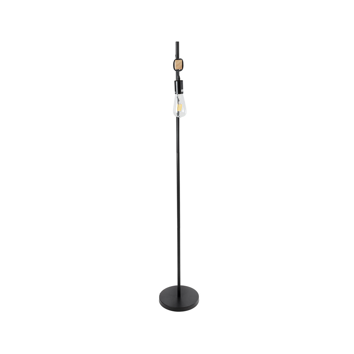GloboStar® MINDELO 02033 Μοντέρνο Επιδαπέδιο Φωτιστικό Μονόφωτο 1 x E27 AC220-240V IP20 - Μ35 x Π24 x Υ150cm - Μαύρο Μεταλλικό Σώμα με Μπεζ Ξύλινη Βάση - 5 Χρόνια Εγγύηση - ledmania.gr