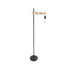 GloboStar® MINDELO 02033 Μοντέρνο Επιδαπέδιο Φωτιστικό Μονόφωτο 1 x E27 AC220-240V IP20 - Μ35 x Π24 x Υ150cm - Μαύρο Μεταλλικό Σώμα με Μπεζ Ξύλινη Βάση - 5 Χρόνια Εγγύηση - ledmania.gr
