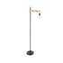 GloboStar® MINDELO 02033 Μοντέρνο Επιδαπέδιο Φωτιστικό Μονόφωτο 1 x E27 AC220-240V IP20 - Μ35 x Π24 x Υ150cm - Μαύρο Μεταλλικό Σώμα με Μπεζ Ξύλινη Βάση - 5 Χρόνια Εγγύηση - ledmania.gr