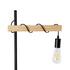 GloboStar® MINDELO 02033 Μοντέρνο Επιδαπέδιο Φωτιστικό Μονόφωτο 1 x E27 AC220-240V IP20 - Μ35 x Π24 x Υ150cm - Μαύρο Μεταλλικό Σώμα με Μπεζ Ξύλινη Βάση - 5 Χρόνια Εγγύηση - ledmania.gr