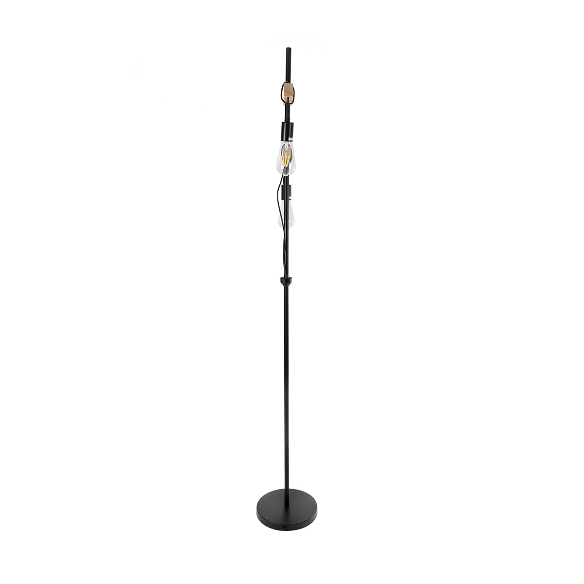 GloboStar® MINDELO 02034 Μοντέρνο Επιδαπέδιο Φωτιστικό Μονόφωτο 2 x E27 AC220-240V IP20 - Μ40 x Π24 x Υ175cm - Μαύρο Μεταλλικό Σώμα με Μπεζ Ξύλινη Βάση - 5 Χρόνια Εγγύηση - ledmania.gr