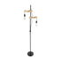 GloboStar® MINDELO 02034 Μοντέρνο Επιδαπέδιο Φωτιστικό Μονόφωτο 2 x E27 AC220-240V IP20 - Μ40 x Π24 x Υ175cm - Μαύρο Μεταλλικό Σώμα με Μπεζ Ξύλινη Βάση - 5 Χρόνια Εγγύηση - ledmania.gr