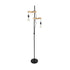 GloboStar® MINDELO 02034 Μοντέρνο Επιδαπέδιο Φωτιστικό Μονόφωτο 2 x E27 AC220-240V IP20 - Μ40 x Π24 x Υ175cm - Μαύρο Μεταλλικό Σώμα με Μπεζ Ξύλινη Βάση - 5 Χρόνια Εγγύηση - ledmania.gr