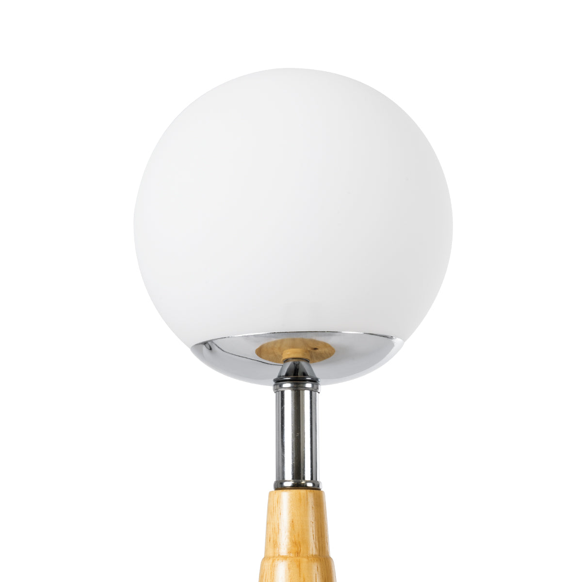 GloboStar® COVE 02036 Μοντέρνο Επιτραπέζιο Φωτιστικό Μονόφωτο 1 x E27 AC220-240V IP20 - Φ12 x Υ25cm - Μπεζ Ξύλινο & Γυάλινη Γαλακτερή Μπάλα - 5 Χρόνια Εγγύηση - ledmania.gr