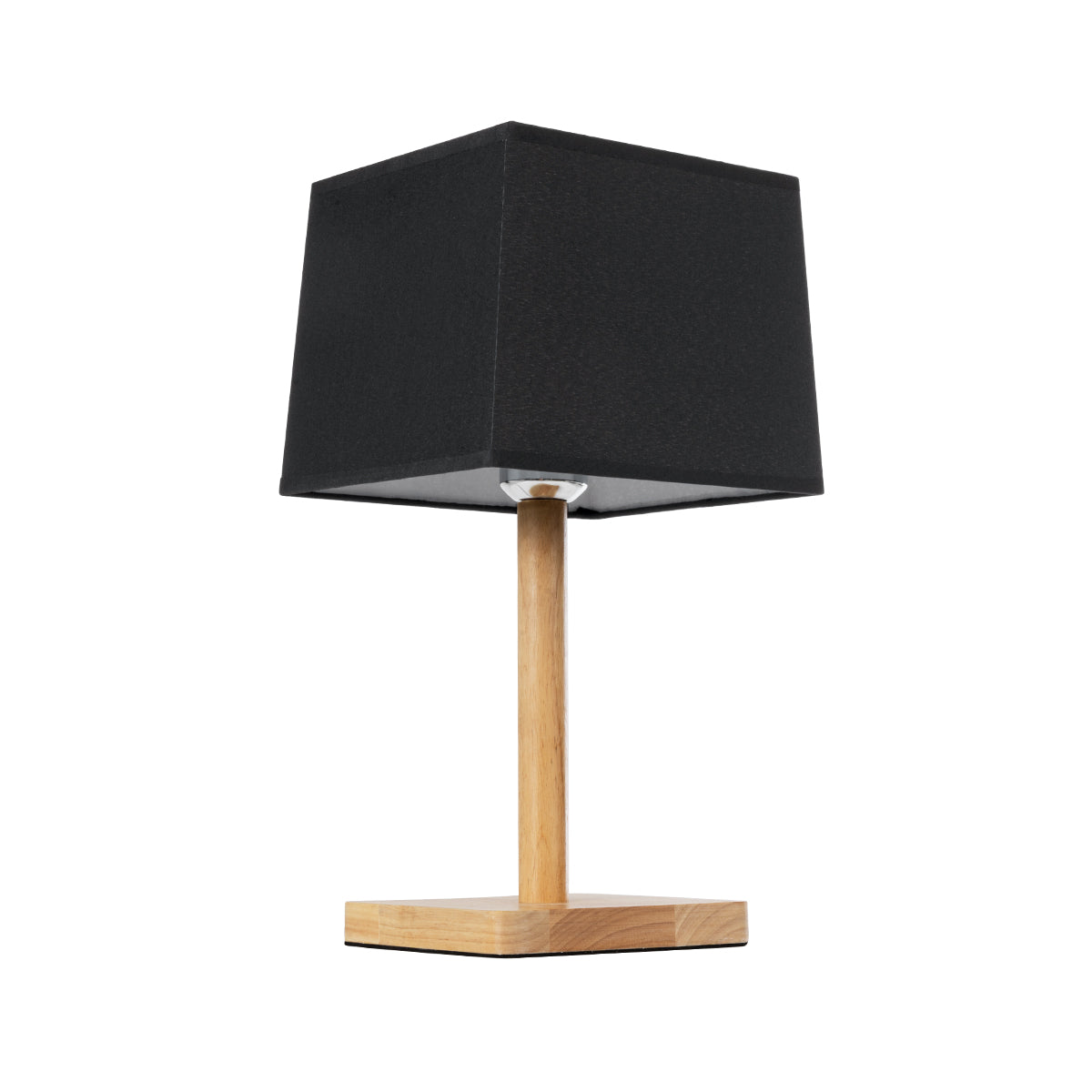 GloboStar® KOLIPE 02039 Μοντέρνο Επιτραπέζιο Φωτιστικό Μονόφωτο 1 x E27 AC220-240V IP20 - Μ20 x Π20 x Υ38cm - Μπεζ Ξύλινη Βάση με Μαύρο Πλεκτό Καπέλο - 5 Χρόνια Εγγύηση - ledmania.gr