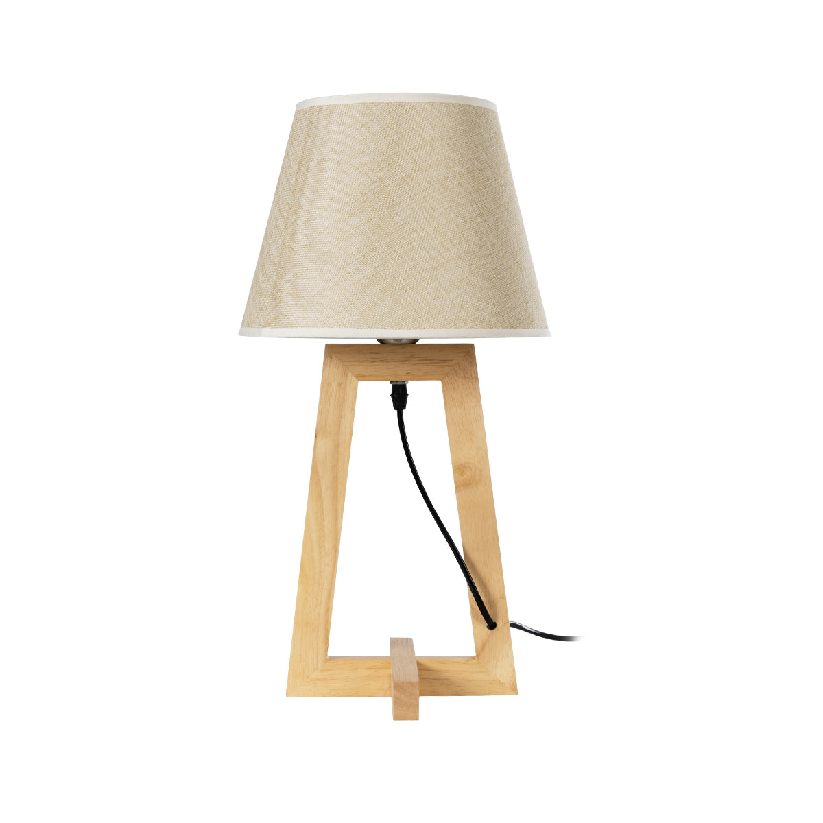 GloboStar® TAKIKO 02042 Μοντέρνο Επιτραπέζιο Φωτιστικό Μονόφωτο 1 x E27 AC220-240V IP20 - Φ25 x Υ48cm - Μπεζ Ξύλινη Βάση & Μπεζ Πλεκτό Καπέλο - 5 Χρόνια Εγγύηση - ledmania.gr