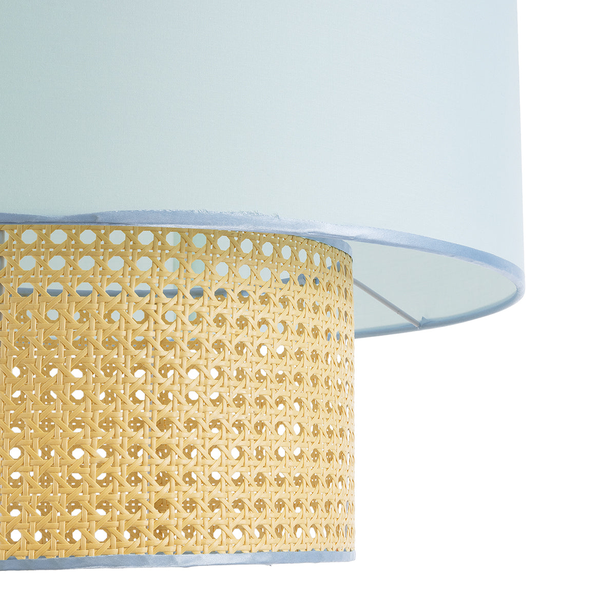 GloboStar® SAIGE 02045 Boho Κρεμαστό Φωτιστικό Οροφής Μονόφωτο 1 x E27 AC220-240V IP20 - Φ50 x Υ60cm - Μπεζ με Γαλάζιο Ξύλινο Μπαμπού Πλέγμα - 5 Χρόνια Εγγύηση - ledmania.gr