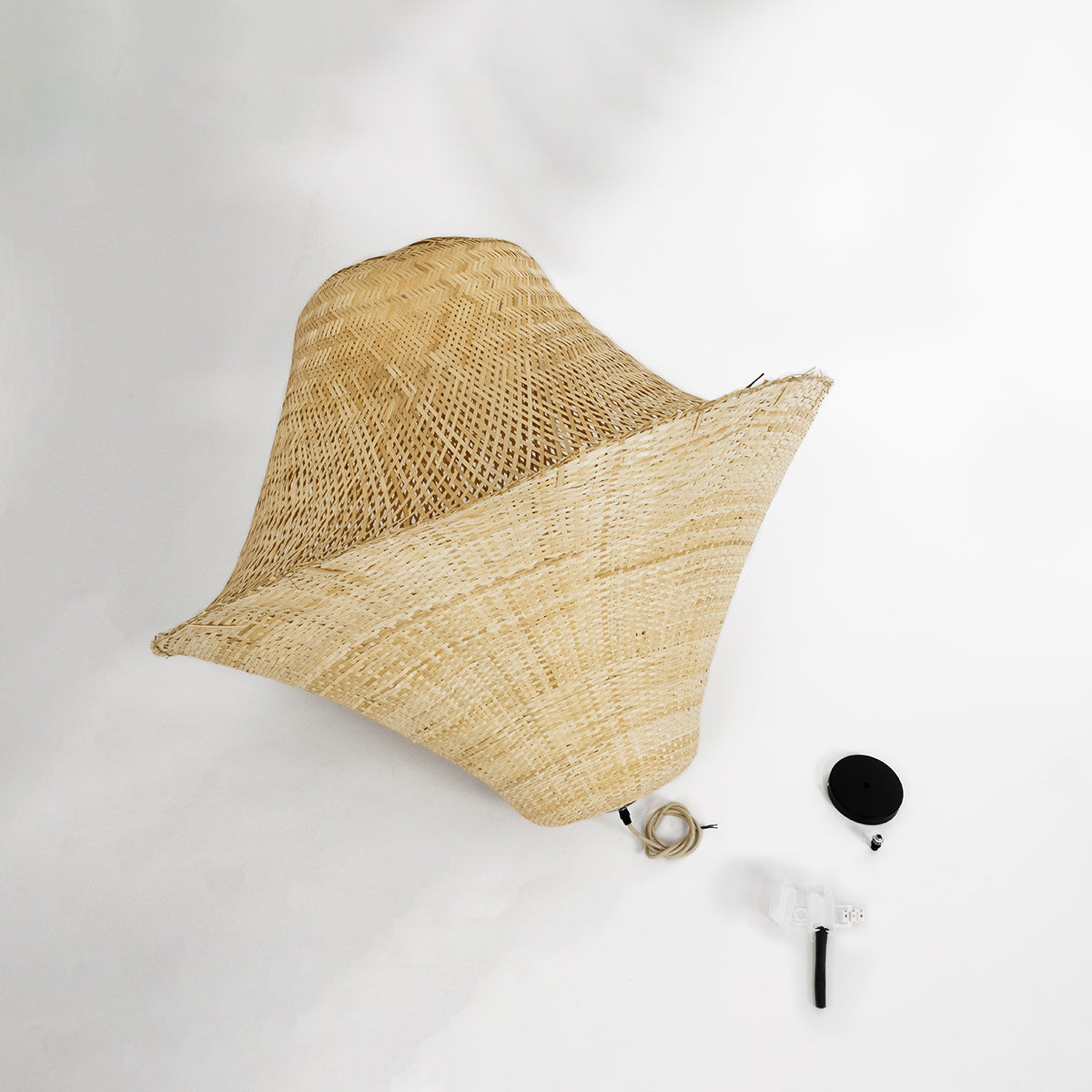 GloboStar® JUNIPER 02047 Boho Κρεμαστό Φωτιστικό Οροφής Μονόφωτο 1 x E27 AC220-240V IP20 - Φ100 x Υ90cm - Μπεζ Ξύλινο Μπαμπού Πλέγμα Καμπάνα - 5 Χρόνια Εγγύηση - ledmania.gr