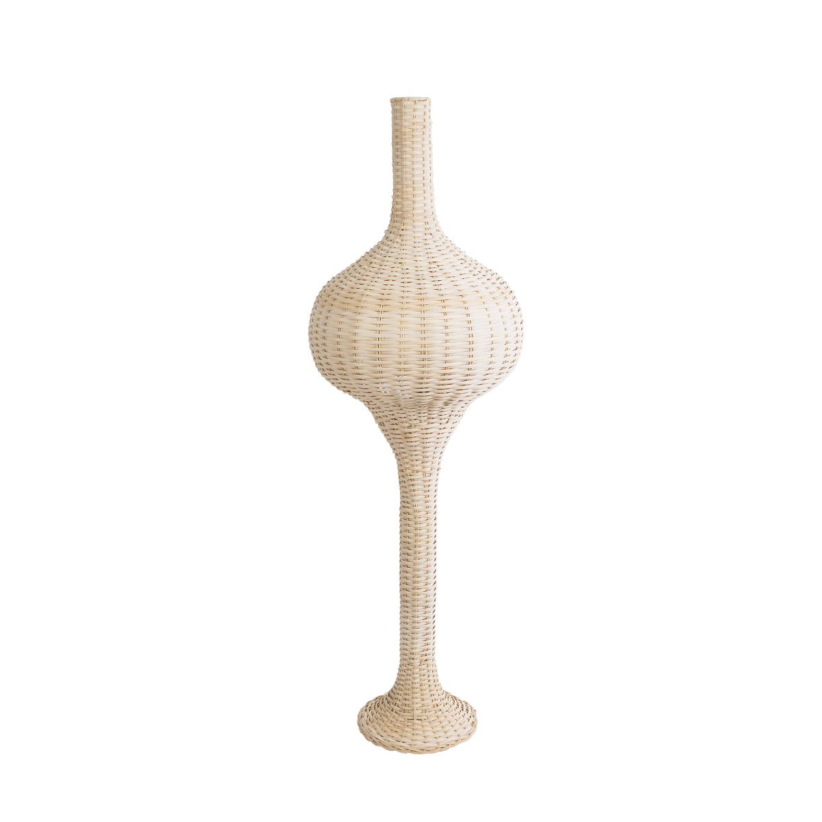 GloboStar® ALADDIN 02050 Boho Επιδαπέδιο Φωτιστικό Μονόφωτο 1 x E27 AC220-240V IP20 - Φ40 x Υ120cm - Μπεζ Μπαμπού Πλέγμα - 5 Χρόνια Εγγύηση - ledmania.gr