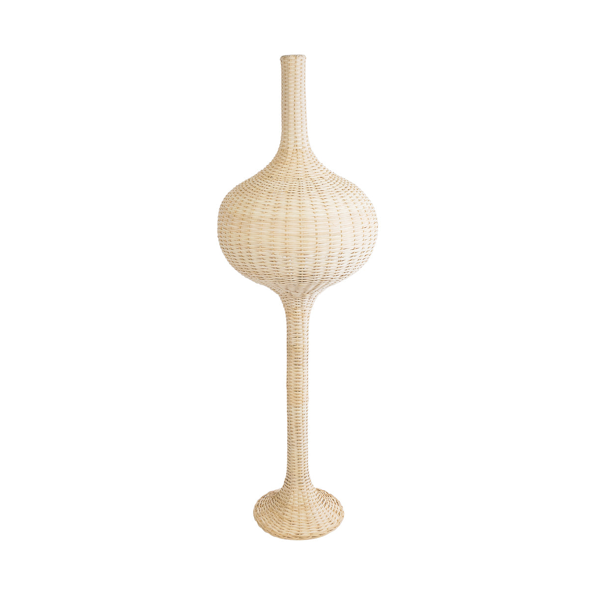 GloboStar® ALADDIN 02051 Boho Επιδαπέδιο Φωτιστικό Μονόφωτο 1 x E27 AC220-240V IP20 - Φ50 x Υ150cm - Μπεζ Μπαμπού Πλέγμα - 5 Χρόνια Εγγύηση - ledmania.gr