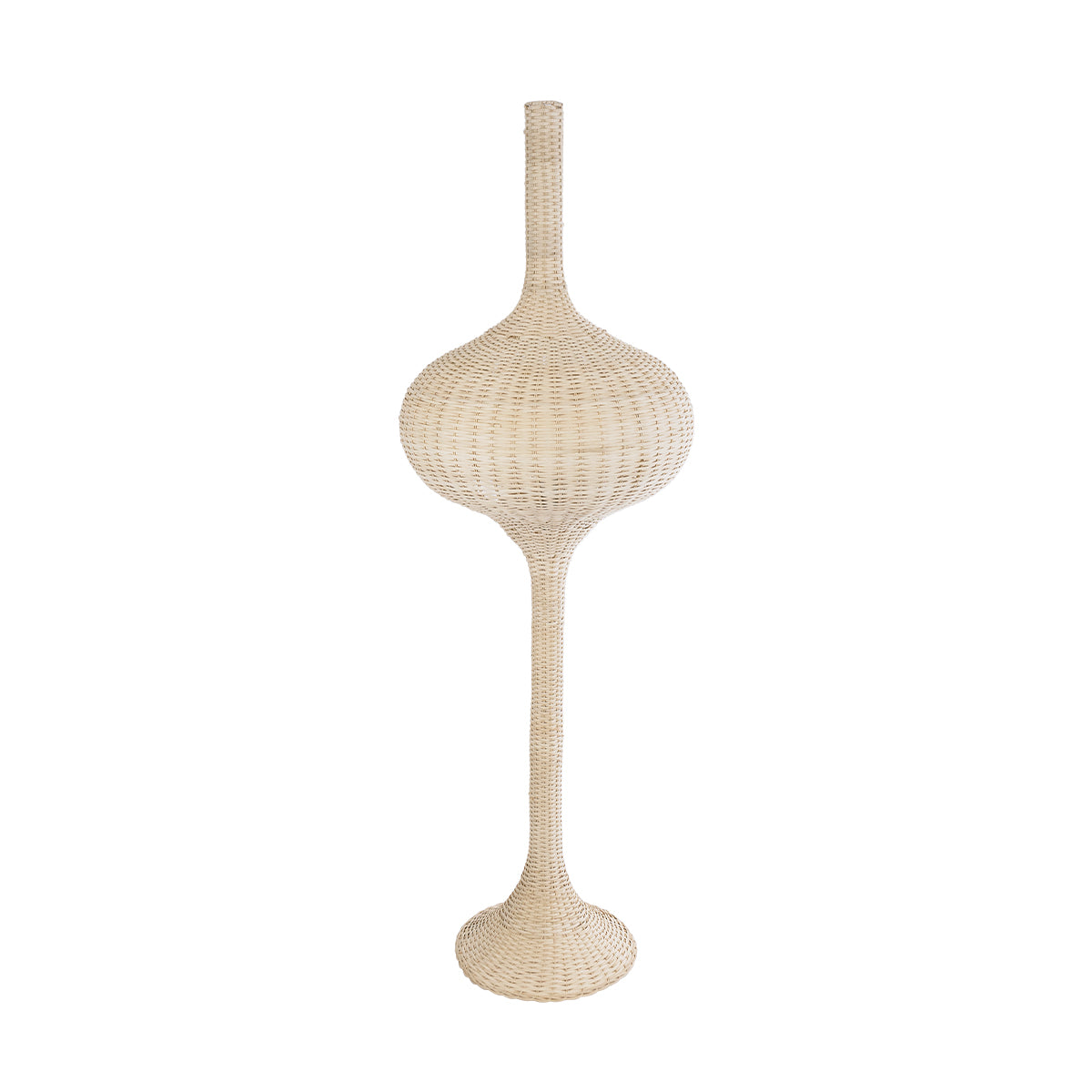 GloboStar® ALADDIN 02052 Boho Επιδαπέδιο Φωτιστικό Μονόφωτο 1 x E27 AC220-240V IP20 - Φ60 x Υ180cm - Μπεζ Μπαμπού Πλέγμα - 5 Χρόνια Εγγύηση - ledmania.gr