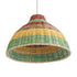 GloboStar® CABALLEROS 02053 Boho Κρεμαστό Φωτιστικό Οροφής Μονόφωτο 1 x E27 AC220-240V IP20 - Φ40 x Υ27cm - Πράσινο με Κίτρινο και Μπεζ με Κόκκινο Ξύλινο Μπαμπού Πλέγμα Καμπάνα - 5 Χρόνια Εγγύηση - ledmania.gr