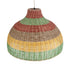 GloboStar® CABALLEROS 02054 Boho Κρεμαστό Φωτιστικό Μονόφωτο 1 x E27 AC220-240V IP20 - Φ70 x Υ48cm - Πράσινο με Κίτρινο και Μπεζ με Κόκκινο Ξύλινο Μπαμπού Πλέγμα Καμπάνα - 5 Χρόνια Εγγύηση - ledmania.gr