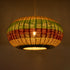 GloboStar® CABALLEROS 02056 Boho Κρεμαστό Φωτιστικό Μονόφωτο 1 x E27 AC220-240V IP20 - Φ70 x Υ36cm - Πράσινο με Κίτρινο και Μπλε με Κόκκινο Ξύλινο Μπαμπού Πλέγμα - 5 Χρόνια Εγγύηση - ledmania.gr