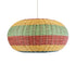 GloboStar® CABALLEROS 02056 Boho Κρεμαστό Φωτιστικό Μονόφωτο 1 x E27 AC220-240V IP20 - Φ70 x Υ36cm - Πράσινο με Κίτρινο και Μπλε με Κόκκινο Ξύλινο Μπαμπού Πλέγμα - 5 Χρόνια Εγγύηση - ledmania.gr