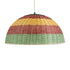GloboStar® CABALLEROS 02061 Boho Κρεμαστό Φωτιστικό Οροφής Μονόφωτο 1 x E27 AC220-240V IP20 - Φ70 x Υ34cm - Πράσινο με Κίτρινο και Κόκκινο Ξύλινο Μπαμπού Πλέγμα Καμπάνα - 5 Χρόνια Εγγύηση - ledmania.gr