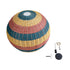 GloboStar® CABALLEROS 02063 Boho Κρεμαστό Φωτιστικό Οροφής Μονόφωτο 1 x E27 AC220-240V IP20 - Φ70 x Υ70cm - Μπλε με Κίτρινο και Κόκκινο Μπαμπού Πλέγμα Μπάλα - 5 Χρόνια Εγγύηση - ledmania.gr