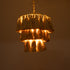 GloboStar® MISSOULA 02084 Boho Κρεμαστό Φωτιστικό Οροφής Μονόφωτο 1 x E27 AC220-240V IP20 - Φ30 x Υ40cm - Μπεζ Λεπτό Νήμα Βαμβακερό και Χρυσό Μεταλλικό Πλέγμα - 5 Χρόνια Εγγύηση - ledmania.gr