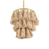 GloboStar® MISSOULA 02084 Boho Κρεμαστό Φωτιστικό Οροφής Μονόφωτο 1 x E27 AC220-240V IP20 - Φ30 x Υ40cm - Μπεζ Λεπτό Νήμα Βαμβακερό και Χρυσό Μεταλλικό Πλέγμα - 5 Χρόνια Εγγύηση - ledmania.gr