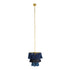 GloboStar® MISSOULA 02085 Boho Κρεμαστό Φωτιστικό Οροφής Μονόφωτο 1 x E27 AC220-240V IP20 - Φ30 x Υ40cm - Μπλε Σκούρο με Μαύρο και Μπλε Λεπτό Νήμα Βαμβακερό και Χρυσό Μεταλλικό Πλέγμα - 5 Χρόνια Εγγύηση - ledmania.gr