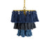 GloboStar® MISSOULA 02085 Boho Κρεμαστό Φωτιστικό Οροφής Μονόφωτο 1 x E27 AC220-240V IP20 - Φ30 x Υ40cm - Μπλε Σκούρο με Μαύρο και Μπλε Λεπτό Νήμα Βαμβακερό και Χρυσό Μεταλλικό Πλέγμα - 5 Χρόνια Εγγύηση - ledmania.gr