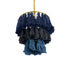 GloboStar® MISSOULA 02085 Boho Κρεμαστό Φωτιστικό Οροφής Μονόφωτο 1 x E27 AC220-240V IP20 - Φ30 x Υ40cm - Μπλε Σκούρο με Μαύρο και Μπλε Λεπτό Νήμα Βαμβακερό και Χρυσό Μεταλλικό Πλέγμα - 5 Χρόνια Εγγύηση - ledmania.gr