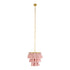 GloboStar® MISSOULA 02086 Boho Κρεμαστό Φωτιστικό Οροφής Μονόφωτο 1 x E27 AC220-240V IP20 - Φ30 x Υ40cm - Ροζ Λεπτό Νήμα Βαμβακερό και Χρυσό Μεταλλικό Πλέγμα - 5 Χρόνια Εγγύηση - ledmania.gr