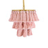 GloboStar® MISSOULA 02086 Boho Κρεμαστό Φωτιστικό Οροφής Μονόφωτο 1 x E27 AC220-240V IP20 - Φ30 x Υ40cm - Ροζ Λεπτό Νήμα Βαμβακερό και Χρυσό Μεταλλικό Πλέγμα - 5 Χρόνια Εγγύηση - ledmania.gr