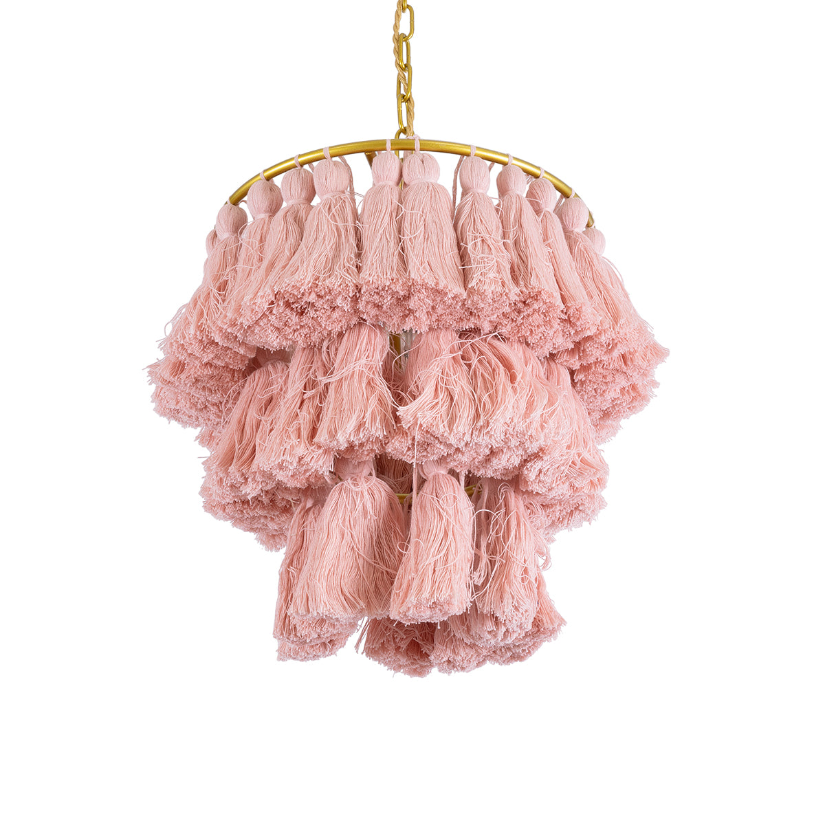 GloboStar® MISSOULA 02086 Boho Κρεμαστό Φωτιστικό Οροφής Μονόφωτο 1 x E27 AC220-240V IP20 - Φ30 x Υ40cm - Ροζ Λεπτό Νήμα Βαμβακερό και Χρυσό Μεταλλικό Πλέγμα - 5 Χρόνια Εγγύηση - ledmania.gr