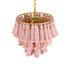 GloboStar® MISSOULA 02086 Boho Κρεμαστό Φωτιστικό Οροφής Μονόφωτο 1 x E27 AC220-240V IP20 - Φ30 x Υ40cm - Ροζ Λεπτό Νήμα Βαμβακερό και Χρυσό Μεταλλικό Πλέγμα - 5 Χρόνια Εγγύηση - ledmania.gr