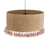 GloboStar® PUERTORICO 02096 Boho Κρεμαστό Φωτιστικό Οροφής Μονόφωτο 1 x E27 AC220-240V IP20 - Φ50 x Υ27cm - Μπεζ με Ροζ Λεπτό Νήμα Πλέγμα Βαμβακερό Καπέλο - 5 Χρόνια Εγγύηση - ledmania.gr