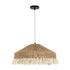 GloboStar® MAZU 02098 Boho Κρεμαστό Φωτιστικό Οροφής Μονόφωτο 1 x E27 AC220-240V IP20 - Φ50 x Υ25cm - Μπεζ με Λευκό Λεπτό Νήμα Πλέγμα Βαμβακερό Καπέλο - 5 Χρόνια Εγγύηση - ledmania.gr