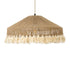 GloboStar® MAZU 02098 Boho Κρεμαστό Φωτιστικό Οροφής Μονόφωτο 1 x E27 AC220-240V IP20 - Φ50 x Υ25cm - Μπεζ με Λευκό Λεπτό Νήμα Πλέγμα Βαμβακερό Καπέλο - 5 Χρόνια Εγγύηση - ledmania.gr