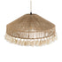 GloboStar® MAZU 02098 Boho Κρεμαστό Φωτιστικό Οροφής Μονόφωτο 1 x E27 AC220-240V IP20 - Φ50 x Υ25cm - Μπεζ με Λευκό Λεπτό Νήμα Πλέγμα Βαμβακερό Καπέλο - 5 Χρόνια Εγγύηση - ledmania.gr