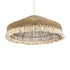 GloboStar® MAZU 02099 Boho Κρεμαστό Φωτιστικό Οροφής Τριφωτο 3 x E27 AC220-240V IP20 - Φ80 x Υ35cm - Μπεζ με Λευκό Λεπτό Νήμα Πλέγμα Βαμβακερό Καπέλο - 5 Χρόνια Εγγύηση - ledmania.gr