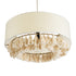 GloboStar® GINGER 02100 Boho Κρεμαστό Φωτιστικό Οροφής Μονόφωτο 1 x E27 AC220-240V IP20 - Φ50 x Υ25cm - Μπεζ Υφασμάτινο με Μπεζ Λεπτό Νήμα Πλέγμα Βαμβακερό Καπέλο - 5 Χρόνια Εγγύηση - ledmania.gr