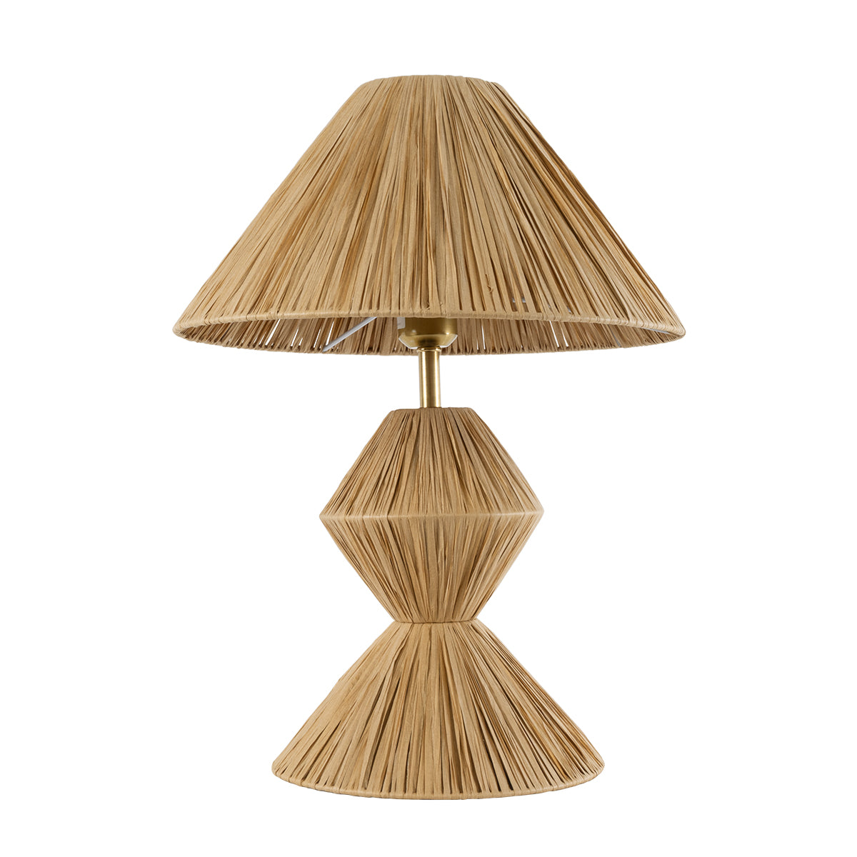 GloboStar® LUANA 02107 Boho Επιτραπέζιο Φωτιστικό Μονόφωτο 1 x E27 AC220-240V IP20 - Φ40 x Υ50cm - Μπεζ Καφέ Φυσική Ράφια Άχυρο Καπέλο - 5 Χρόνια Εγγύηση - ledmania.gr