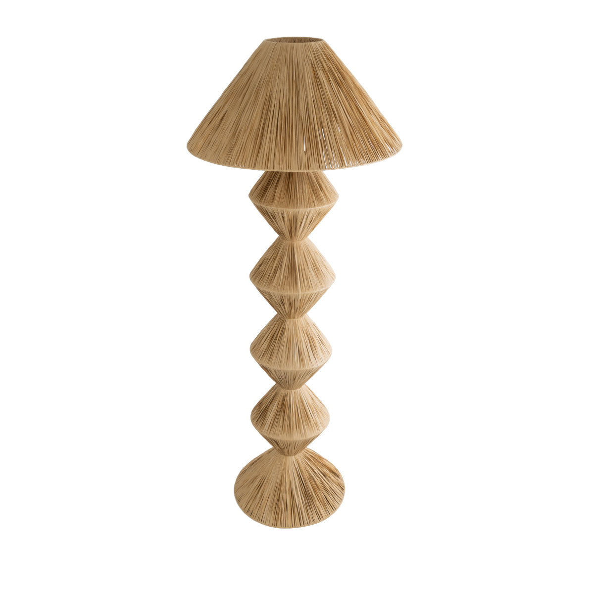 GloboStar® LUANA 02108 Boho Επιδαπέδιο Φωτιστικό Μονόφωτο 1 x E27 AC220-240V IP20 - Φ60 x Υ150cm - Μπεζ Ξύλινο Ρατάν Καπέλο - 5 Χρόνια Εγγύηση - ledmania.gr