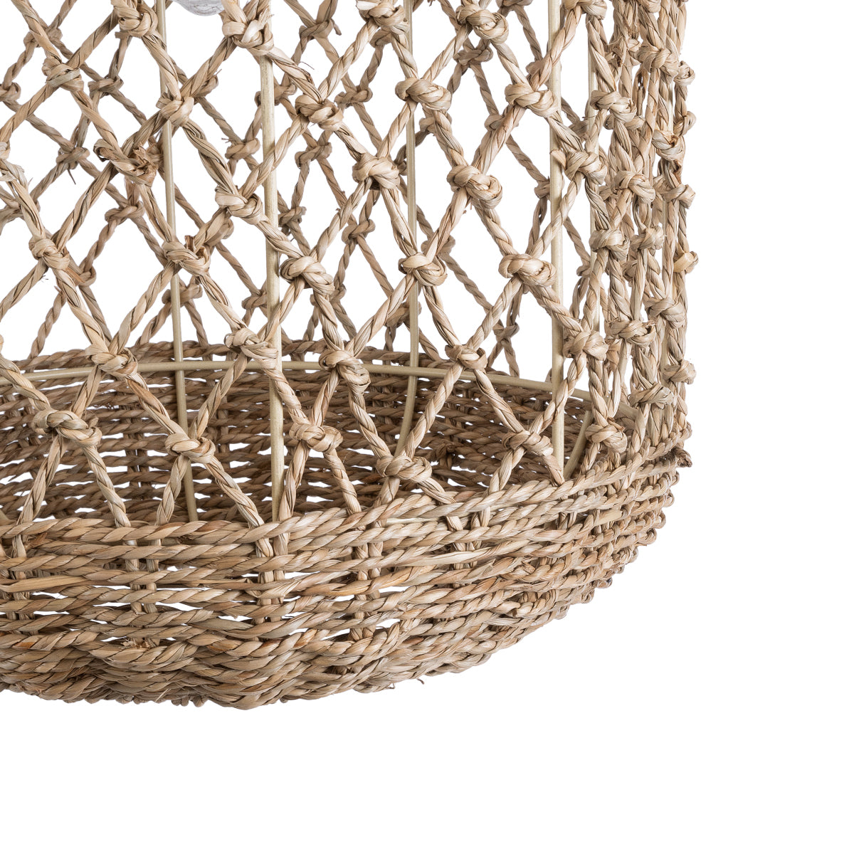 GloboStar® NIMBLIN 02117 Boho Κρεμαστό Φωτιστικό Οροφής Μονόφωτο 1 x E27 AC220-240V IP20 - Φ28 x Υ40cm - Μπεζ Seagrass - Φύκι Πλέγμα - 5 Χρόνια Εγγύηση - ledmania.gr