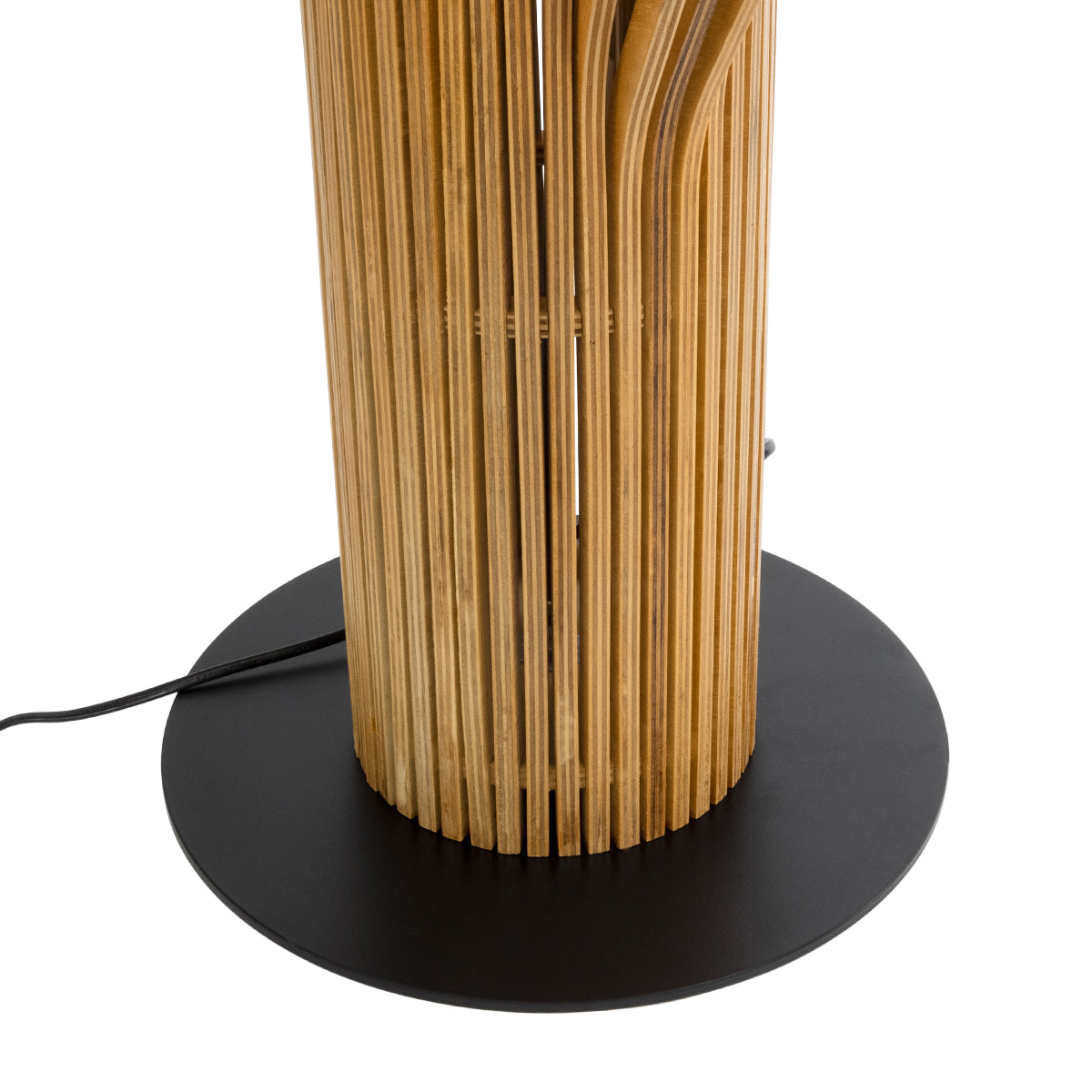 GloboStar® MIHIRO 02150 Boho Επιδαπέδιο Φωτιστικό Μονόφωτο 1 x E27 AC220-240V IP20 - Μ48 x Π48 x Υ120cm - Καφέ Ξύλινο με Μαύρη Μεταλλική Βάση Πλέγμα - 5 Χρόνια Εγγύηση - ledmania.gr