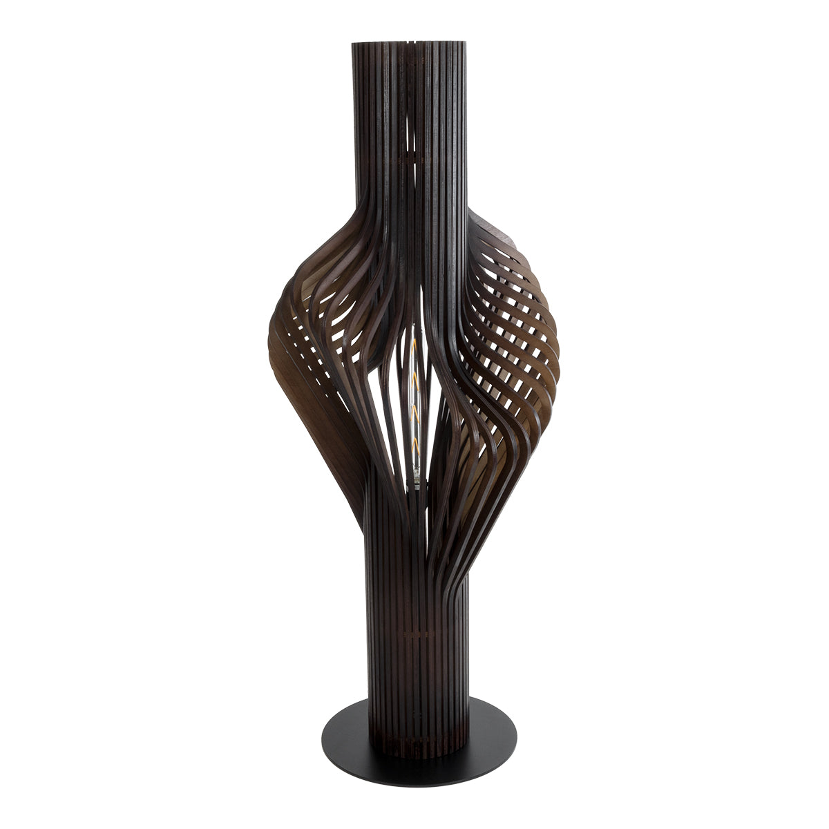 GloboStar® MIHIRO 02151 Boho Επιδαπέδιο Φωτιστικό Μονόφωτο 1 x E27 AC220-240V IP20 - Μ48 x Π48 x Υ120cm - Καφέ Σκούρο Ξύλινο με Μαύρη Μεταλλική Βάση Πλέγμα - 5 Χρόνια Εγγύηση - ledmania.gr