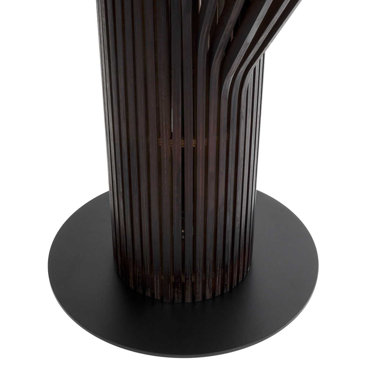 GloboStar® MIHIRO 02151 Boho Επιδαπέδιο Φωτιστικό Μονόφωτο 1 x E27 AC220-240V IP20 - Μ48 x Π48 x Υ120cm - Καφέ Σκούρο Ξύλινο με Μαύρη Μεταλλική Βάση Πλέγμα - 5 Χρόνια Εγγύηση - ledmania.gr